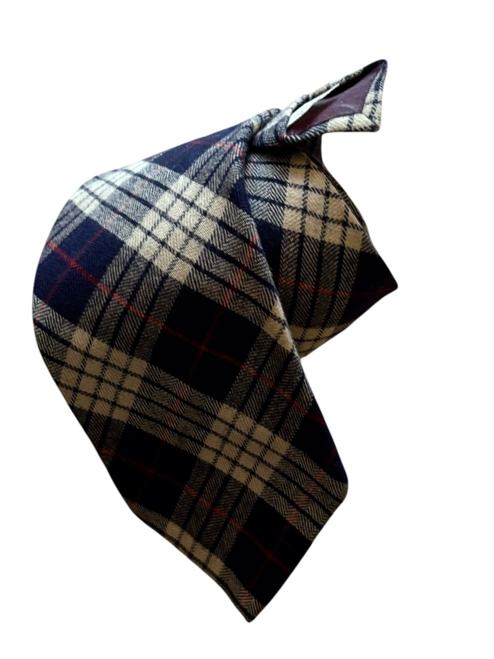 Vintage Viyella 55% Wool 45% Cotton Necktie Red Blue Cream Tartan Plaid Men Tie